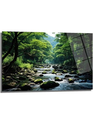 Glazella Ağaç Manzara Dekorati̇f Cam Tablo, Ev Dekorasyon