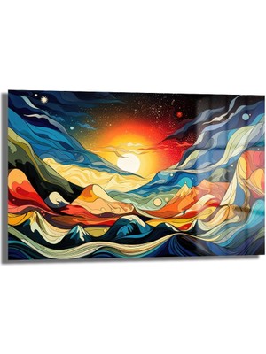 Glazella Dekorati̇f Abstract Doğa Yatay Cam Tablo