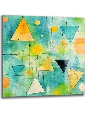 Glazella Soyut Desenler Kare Cam Tablo