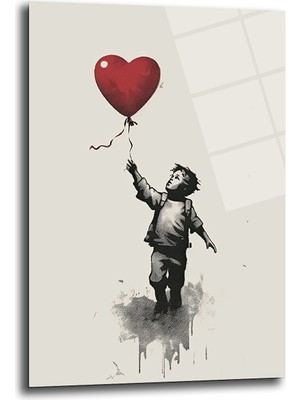 Glazella Banksy Tarzı Dekorati̇f Di̇key Cam Tablo, Ev Dekorasyon, Ofi̇s Dekorasyon