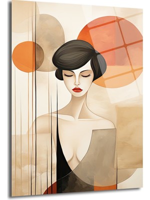 Glazella Kadın Yüzü Dekorati̇f Di̇key Cam Tablo, Ev Dekorasyon, Ofi̇s Dekorasyon