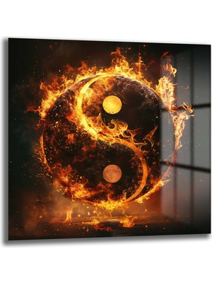 Glazella Alevli̇ Yi̇ng Yang Kare Cam Tablo