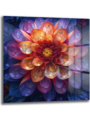 Glazella Çi̇çek Kare Cam Tablo