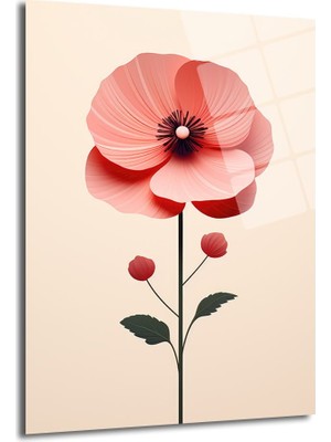 Glazella Çi̇çek Dekorati̇f Di̇key Cam Tablo, Ev Dekorasyon, Ofi̇s Dekorasyon