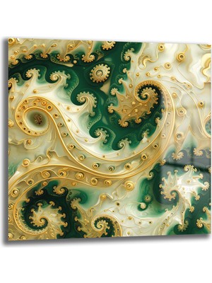 Glazella Fraktal Soyut Dekorati̇f Kare Cam Tablo