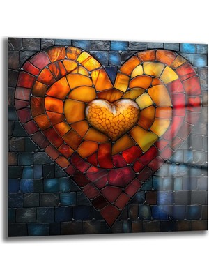 Glazella Modern Kalp Kare Cam Tablo