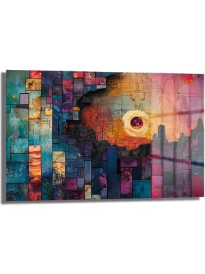 Glazella Dekoratif Soyut Cam Tablo