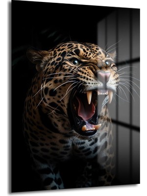 Glazella Kükreyen Çi̇ta Dekorati̇f Di̇key Cam Tablo