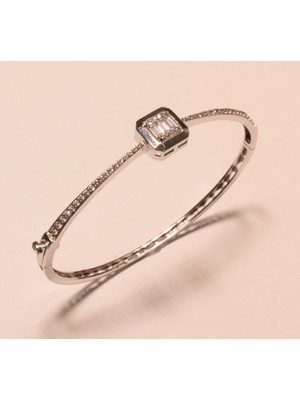 Güler Kuyumculuk 14 Ayar Altın Baget Taşlı Kelepçe Bilezik