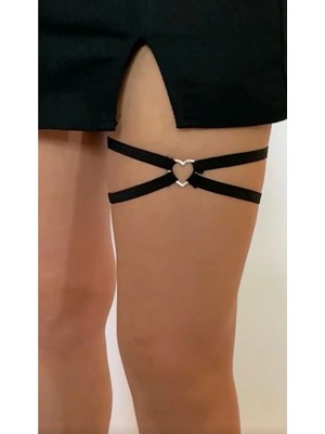 Estilo Lingerie Kalp Detaylı Harness Model Bacak Aksesuarı Vücut Aksesuarı Bikini Aksesuarı Plaj Aksesuarı