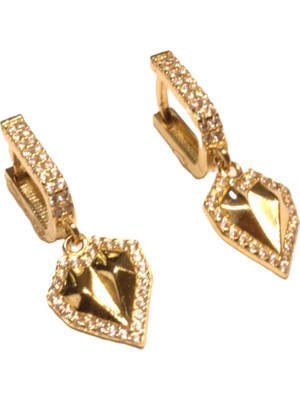 Güler Kuyumculuk 14 Ayar Altın Taşlı Halka Küpe