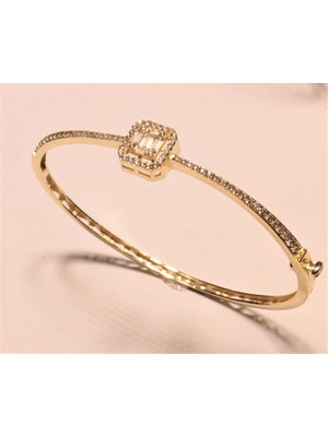 Güler Kuyumculuk 14 Ayar Altın Baget Taşlı Kelepçe Bilezik