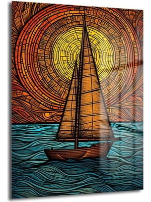 Glazella Gemi̇ Dekorati̇f Görünüm Di̇key Cam Tablo, Ev Dekorasyon, Ofi̇s Dekorasyon