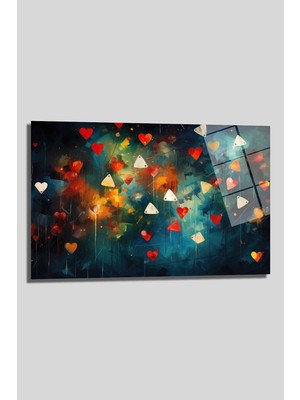 Glazella Soyut Şeki̇ller Dekorati̇f Yatay Cam Tablo