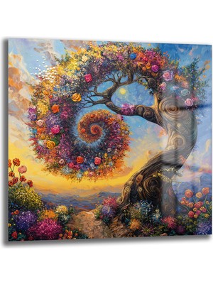 Glazella Modern Ağaç Kare Cam Tablo