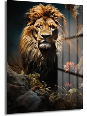 Glazella Aslan Dekorati̇f Di̇key Cam Tablo