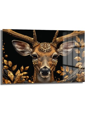 Glazella Altın Geyik Cam Tablo