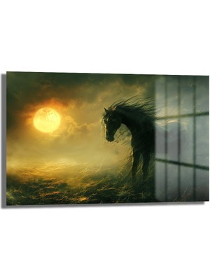 Glazella Dekorati̇f Parçalanmış At Yatay Cam Tablo