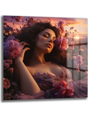 Glazella Kadın Kare Cam Tablo