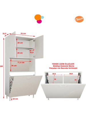 Modilayn Mutfak Dolabı Sepetli Kirli Camasır Dolabı Banyo Dolabı Çocuk Odası Oyuncak Dolabı