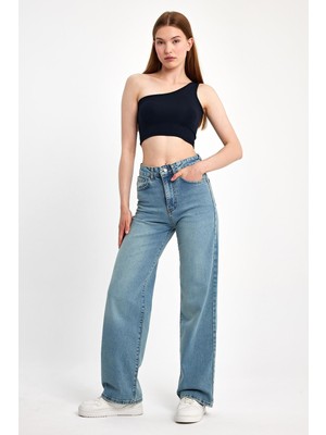 Moon Art Wide Leg Denim Pantolon 3