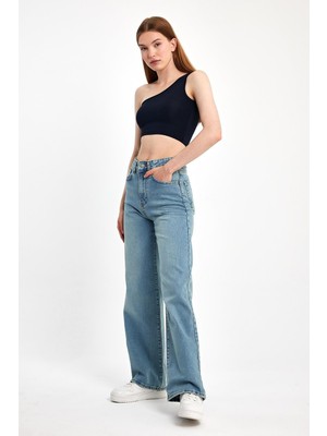 Moon Art Wide Leg Denim Pantolon 3