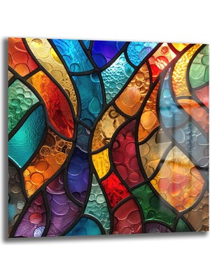 Glazella Modern Vi̇tray Desen Dekorati̇f Kare Cam Tablo