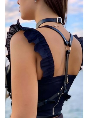 Mulvix Mulvxjrt JRT02 Deri Choker ve Kemer Harness Takım - 632 (Mulvix)