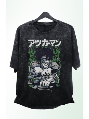 Fuddy Moda Oversize Aot Levi Baskılı Yıkamalı T-Shirt,  Anime Baskılı Vintage Tişört