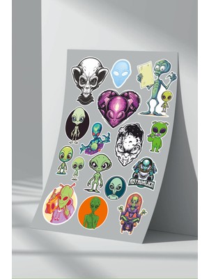 StickerMarket Alien Uzaylı Sticker Seti (1)