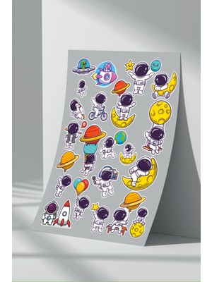 Stickermarket Astronot Uzay Sticker Seti (2)