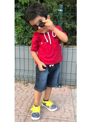 Novy Baby Kot Pantolonlu Kısa Kollu Kapşonlu Erkek Çocuk 2'li Takım - 3-6 Yaş - 2093