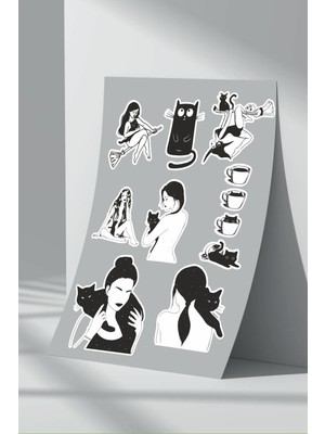 Stickermarket Kedi Siyah Sticker Seti