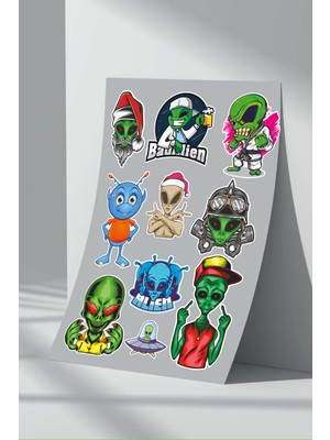 Stickermarket Alien Uzaylı Sticker Seti (3)