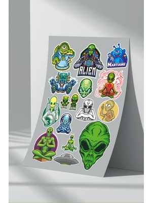Stickermarket Alien Uzaylı Sticker Seti (8)