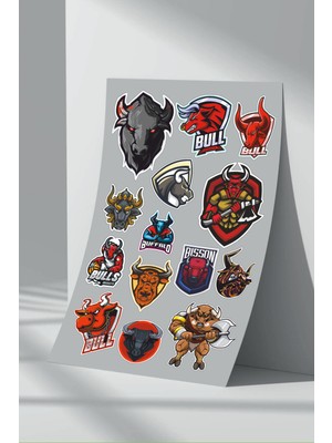 Stickermarket Bull Sticker Seti (8)