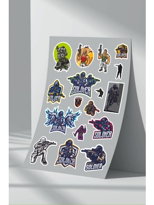 Stickermarket Asker Soldier Gaming Sticker Seti