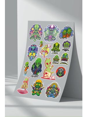 Stickermarket Alien Uzaylı Sticker Seti (9)