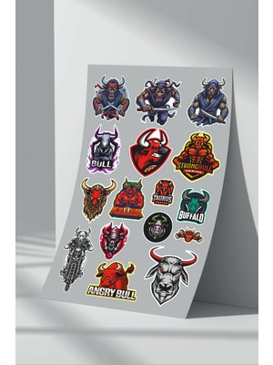 Stickermarket Bull Sticker Seti (7)