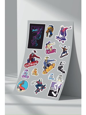 Stickermarket Skull Skate Sticker Seti (2)