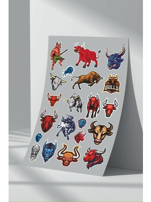 Stickermarket Bull Sticker Seti (5)