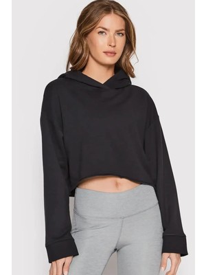 Nike Yoga Luxe Cropped Training Bol Kesim Siyah Crop Kadın Sweatshirt