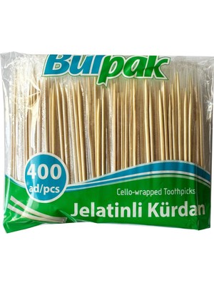 Burpak Jelatinli Ahşap Kürdan 400 Adetlik 10 Paket Standart Boy Kullan At Ürünler