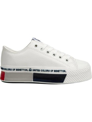 Benetton Bn-30825 Beyaz Kadın Yüksek Taban Sneaker