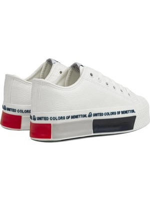 Benetton Bn-30825 Beyaz Kadın Yüksek Taban Sneaker