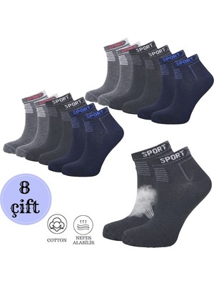 Kral Socks Erkek 8 Çift Pamuklu Basic Derbili Pamuklu Çorap