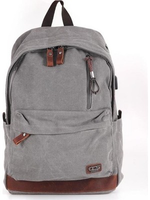 Çanta Yurdu Ççs London 51568 Kanvas USB USB Çıkışlı Sırt Çantası Gri