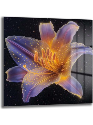 Glazella Parlak Zambak Dekorati̇f Kare Cam Tablo