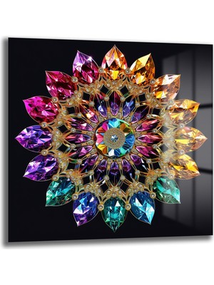 Glazella Elmas Zümrüt Mandala Cam Tablo