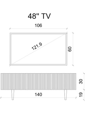 Enwood Capella Gri Mdf Country 3 Kapaklı Ahşap Ayaklı 140 cm Tv Ünitesi